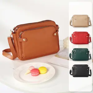 Women's Classic Three-Layer Messenger Bag Lightweight Crossbody Purse with Zipper and Adjustable Strap for Mother's Day Gift and Casual Commuting
