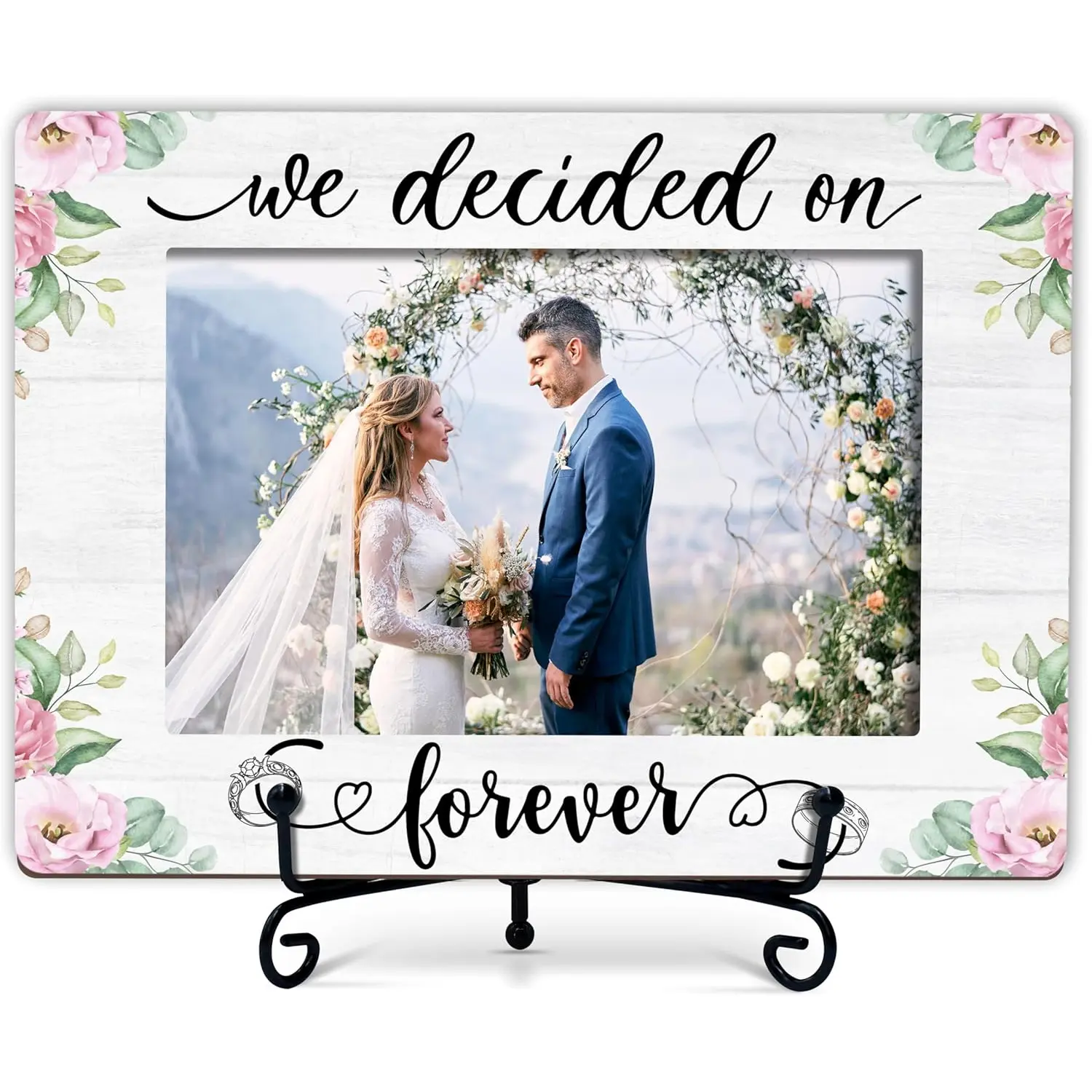 Engagement Picture Frame, Wedding Gifts Photo Frames With Stand, Wedding Anniversary Marriage Gifts For Couple, Picture Frame Tabletop Decor - Fits 4x6 Inches Photo