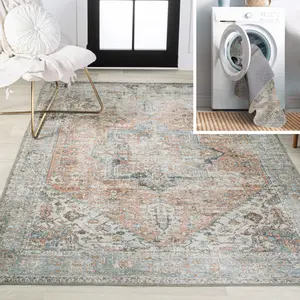 JONATHAN Y Armae Distressed Medallion Chenille Machine-Washable Indoor Area Rug; for Living Room, Kitchen, Bedroom, Dining Room, Office
