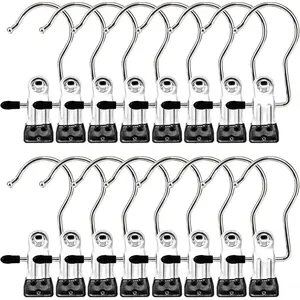 Boot Hangers Clips 20-Pack Stainless Steel Laundry Hooks with Rubber Coating Silver Color 4.3x1.88 Inch Heavy Duty Clothespins for Closet Travel Socks Towels Handbags space-saving magic hat mini clothes hooks