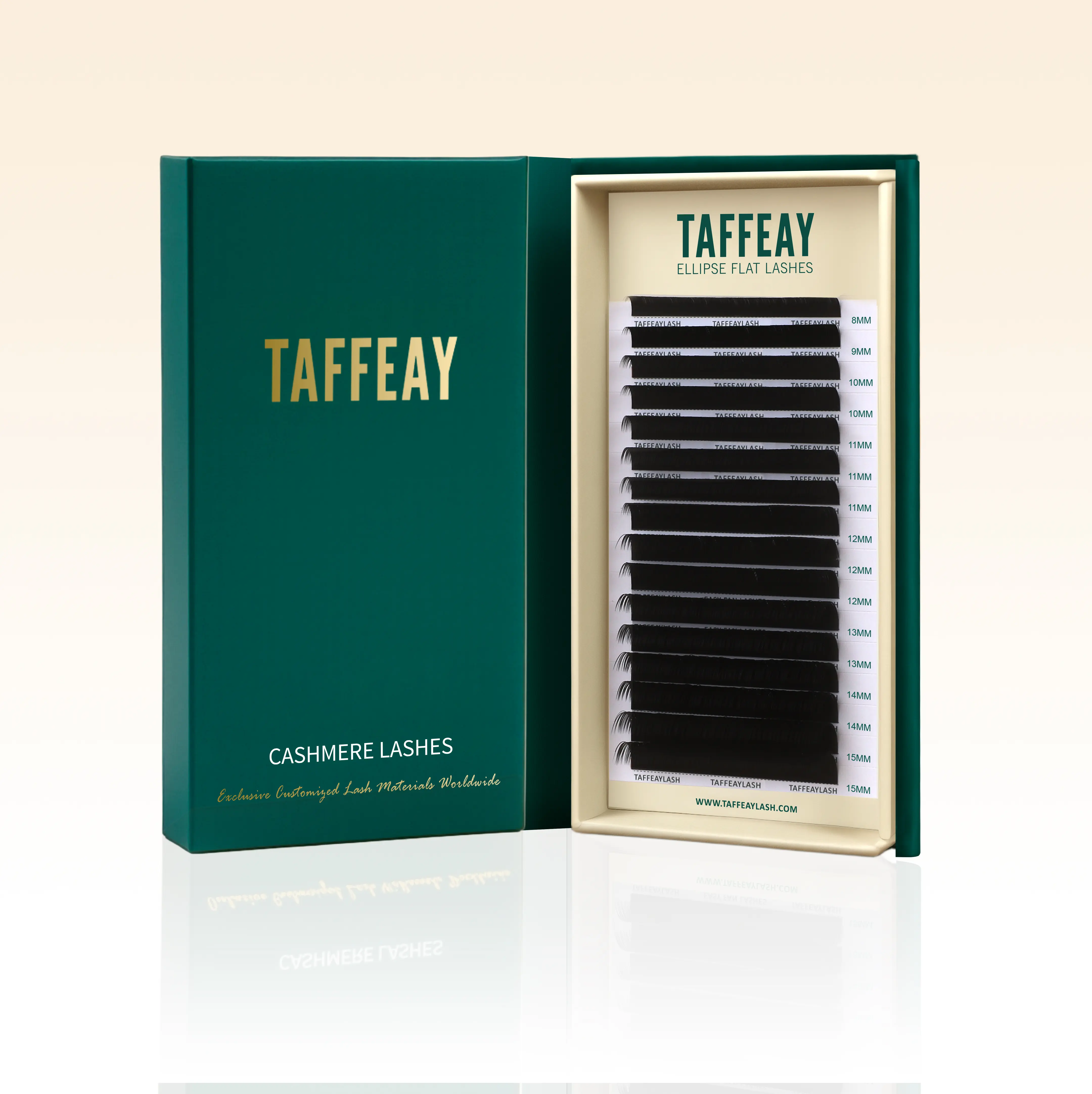 TAFFEAY Cosmetic Makeup Lash Extensions, 0.15MM Ellipse Flat Super Matte Black Eyelashes (16 Rows, CC 8-15MM)