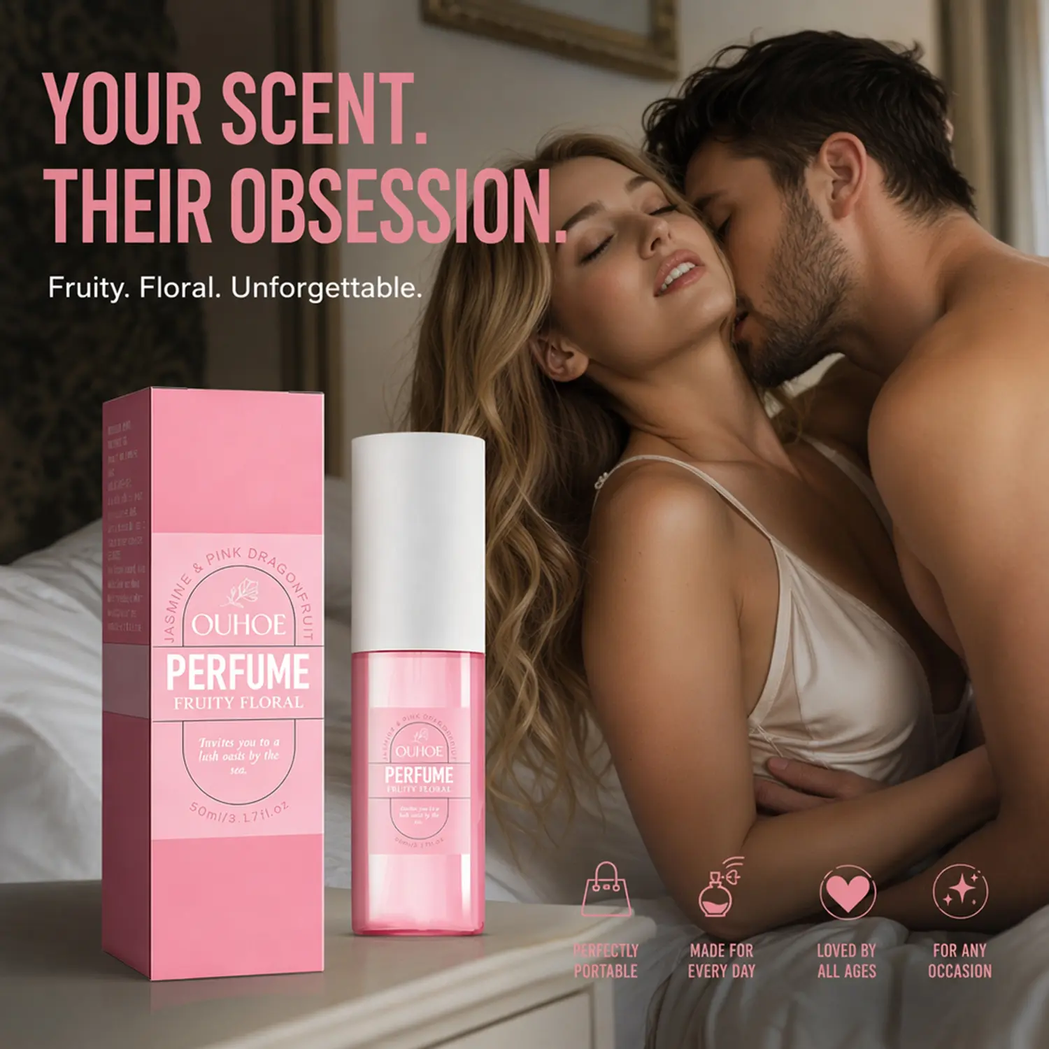 Women's Pheromone Perfume - Premium Pheromone-Infused Formula, Long-Lasting Floral Scent, Captivating Impression, Ideal for Romantic Evenings & Valentine's Day Gift, 90ml, Pheromones Perfume Women