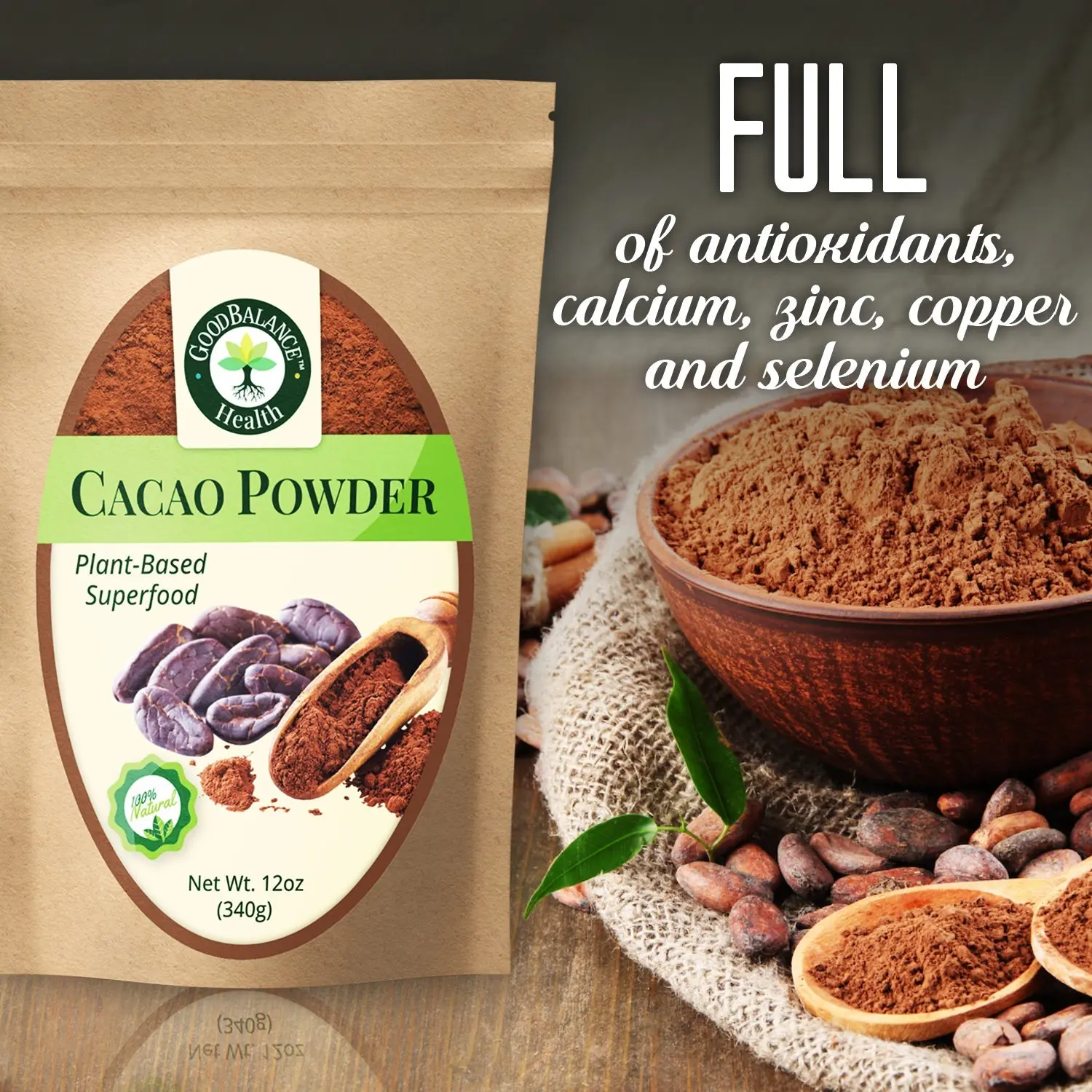 2 Pack Organic Cacao Powder for Beverages and Chocolate Mixing