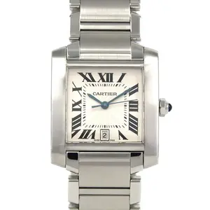 Pre-owned Cartier Stainless Small Leather Goods Tank Francaise Steel Automatic
