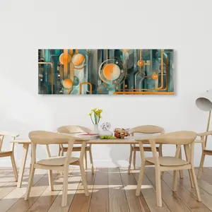 212 MAIN Astrological Machinery Orange Wall Art Photo Print, 20x60 in - Lightweight Universe Decoration, Unique Home Decor Poster