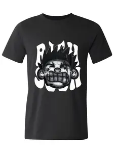 Men's Glitter Cartoon Character Loose T-Shirt, Graffiti Street Style, Featuring Bold Pattern, Show off Your Unique Trendy Look