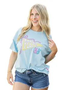 Simply Southern Peeps Easter Pennant Bow Applique T-Shirt