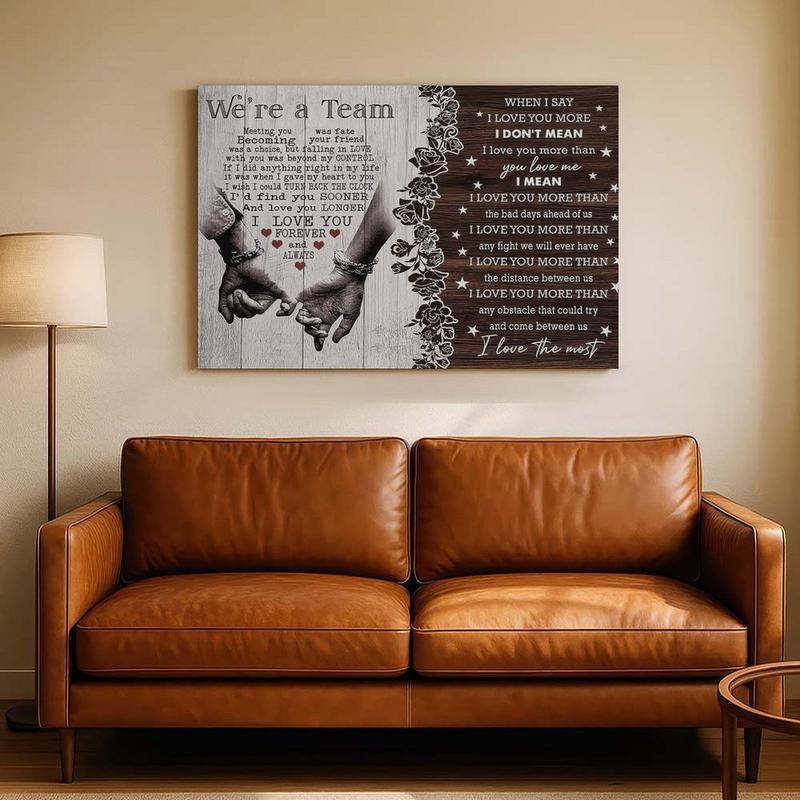 Personalized We're a Team Couples Wall Art Poster, Christmas Birthday Festival Anniversary Gift for Him Her Husband Wife, Wall Decor for Office Living Room Home