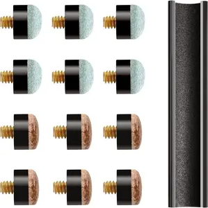 12 PCS Pool Stick Tips Replacement Kit,10Mm/12Mm/13Mm,Hard&Soft Screw on Pool Cue Stick Tips,Pool Cue Tips with Shaper Sinsilvie