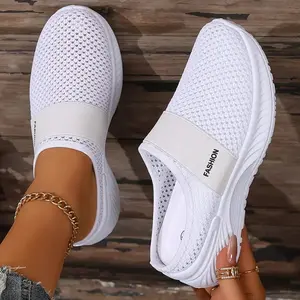 Women’s White Mesh Slip - Ons: Comfy & Cute All Day
