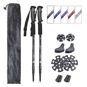 Nordic Walking Trekking Poles - 2 Sticks with Anti-Shock and Quick Lock System, Telescopic, Collapsible, Ultralight for Hiking, Camping, Mountaining, Backpacking, Walking, Trekking