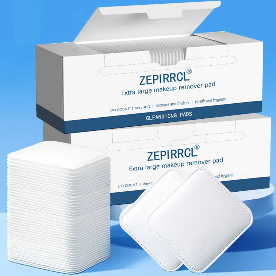 100/200/300/600pcs disposable square makeup pad, cleansing pad, makeup remover pad, three-layer thickened, with a delicate touch and no friction, suitable for daily makeup removal, skin care, nail polish removal, 100pcs/box, 7*6cm