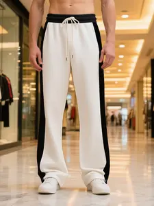 Men's Heavyweight French Terry Sweatpants, Loose Fit Colorblock Design, Casual Sporty Style, Athleisure Pants, Comfortable & Stylish Pants for Daily Wear