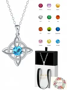 Four-Leaf Celtic Charm Necklace Luxury niche witch knot gem necklace for women. Comes with an elegant drawer jewelry box, ideal for birthdays, Mother’s Day, Valentine’s Day, Christmas and anniversaries.