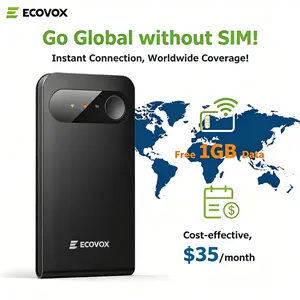 ECOVOX 4G LTE Portable WiFi Hotspot for Travel – No SIM Card Needed, Free 1GB Data, Connect Up to 9 Devices, Pay As You Go Mobile WiFi Router for Camping, RV, Road Trips & Outdoor Use