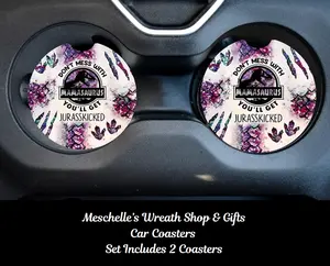 Car Interior Neoprene/Ceramic Coasters, Easy Install, 2.75" Fit, Vibrant Print, Spill-Proof, Protect Cups, Vehicle Decor & Functionality Upgrade