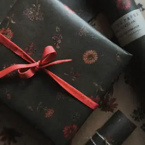 Florals on dark green wrapping paper, Gift Wrap, gift wrapping paper, Gift Warp, Wrapping paper, gift paper, floral wrapping paper, recycled , Best of gift, Meaningful gift,Wrapping Paper 2025.(Get 1 paper cutter when buying any 5 rolls)