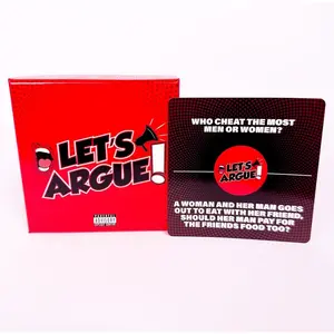 Let's Argue" Party Card Game, fun conversation-starting trivia card set, interactive board game, portable paper card deck, suitable for house parties, night gatherings, friends' get-togethers, bachelorette parties, and holiday entertainment