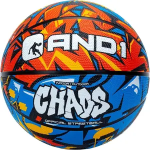 AND1 Chaos Rubber Basketball: Official Regulation Size 7 (29.5 inches) Rubber Basketball - Deep Channel Streetball, Made for Indoor Outdoor
