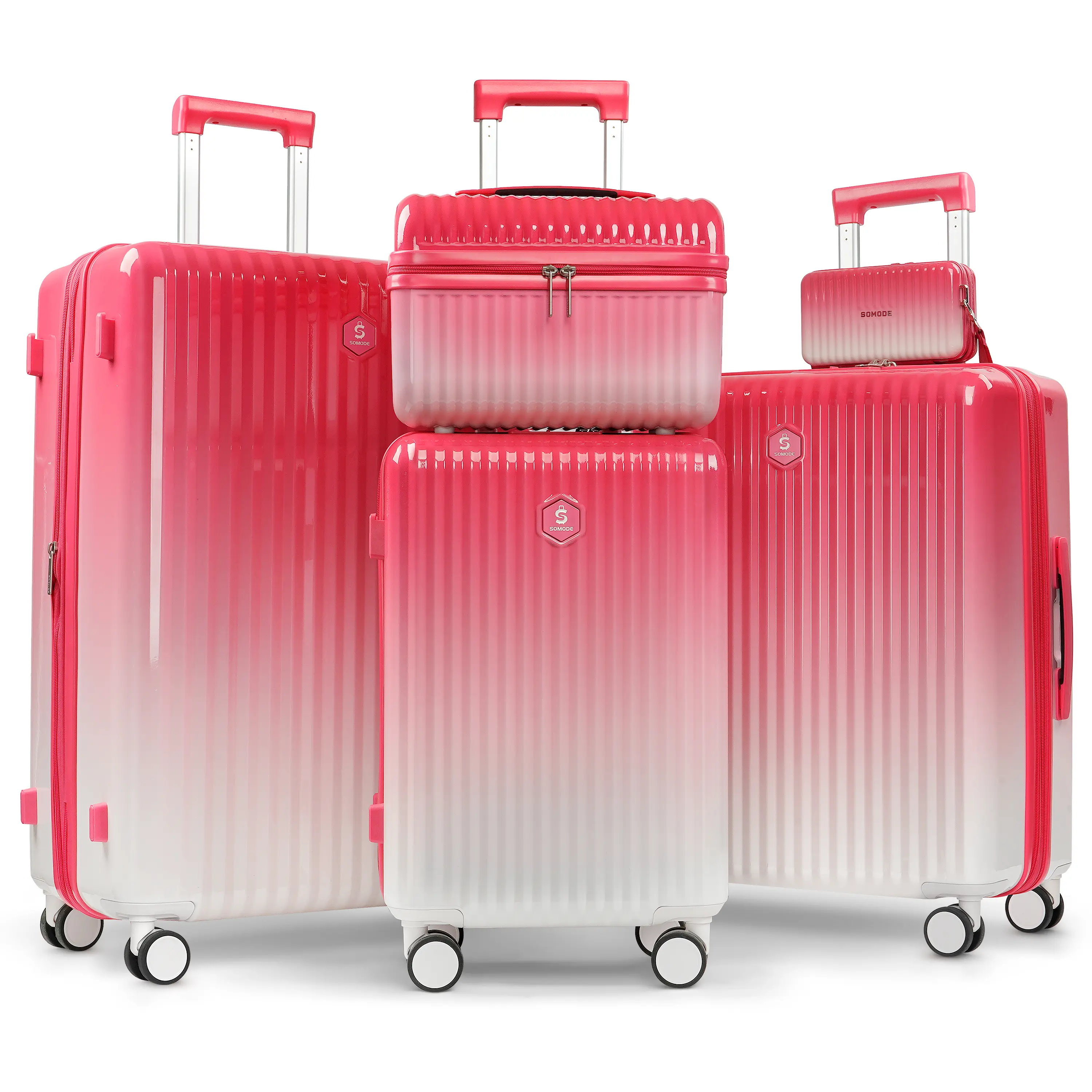 5pcs Fashion Expandable Luggage Set Hard Shell PC Suitcases Lightweight Durable with Combination Lock Zipper Closure Spinner Wheels TSA-Friendly Multi-Size Options 20/24/28 inch