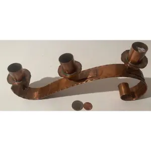 Vintage Metal Copper Candlestick Holder, Drumgold, 11" Long, Quality, 3 Holder, Kitchen Decor, Mantel Display, Emergency Lighting, Romance
