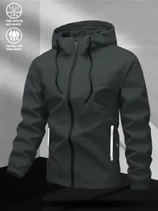 Men's Casual Windproof Jacket Coats, Durable Patchwork Design, Comfortable Skin-Friendly Fabric, Perfect for Outdoor Activities & Daily Wear