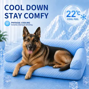 Pet Ice Silk Sofa, Beat Summer Heat, 22°C Cool Touch, 5D Massage Particles for Extra Comfort, Wear-Resistant Breathable High-Resilience PP Cotton, Summer Cooling Bed for Dogs & Cats