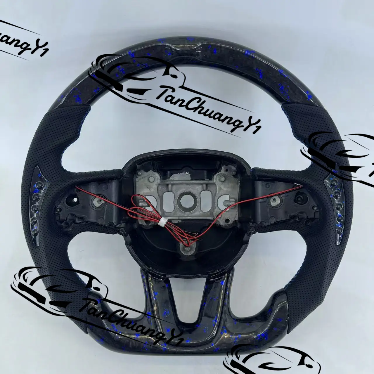 Handmade Forged Carbon Fiber Steering Wheel, Automotive Vehicle Accessory with Carbon Look, Charger/Durango Fit for Dodge Challenger Charger Durango Hellcat SRT 2015+