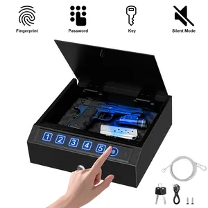 【SummerWins】CTSAFEPRO Biometric Handgun Safe – Fast Fingerprint Access, 3 Unlock Modes, LED Interior Light, Silent Mode, Security Cable for Home Defense & Bedside Protection