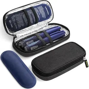 Insulin Pen Cooler Travel Case with 2 x 90g TSA Approved Ice Packs, Insulated Cooling Bag for Insulin Pens and Diabetic Supplies Storage Zipper Carry Pouch
