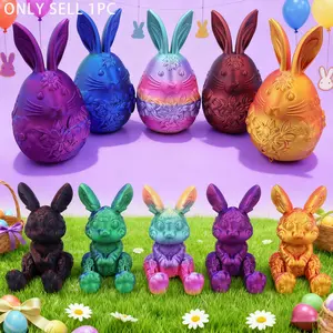 3D Printed Rabbit Design Easter Egg Ornament, 1 Set Creative Decorative Desktop Decoration Figurines, Room Decor Stuffing Easter Eggs, Home Decor for Living Room Bedroom Office Statues, Gifts