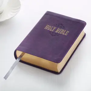 212 MAIN Debossed Compact King James Version Bible - Purple LuxLeather, Large Print, Attached Ribbon Page Marker, Words of Christ in Red Ink