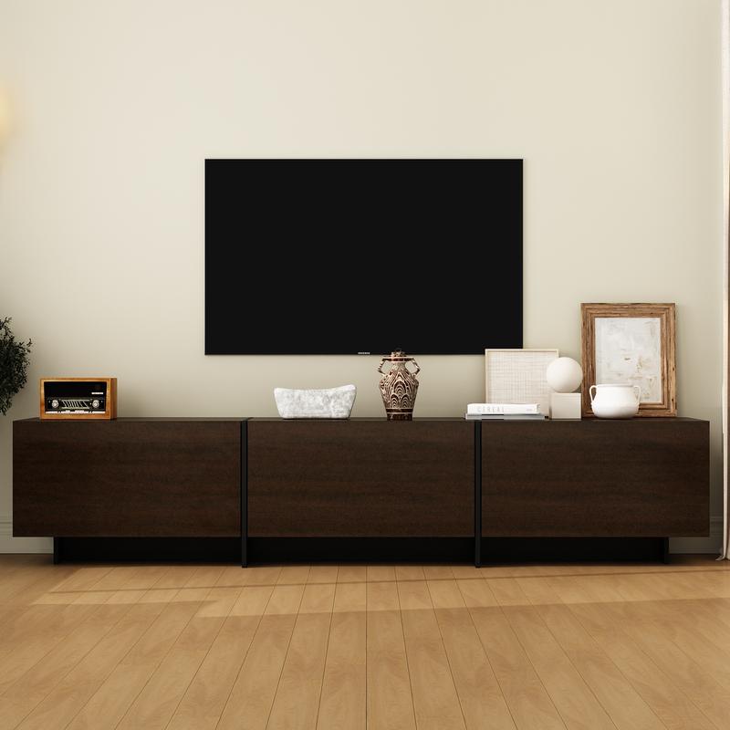 FUFU&GAGA Sleek Design 71.7" W TV Stand with 3 Flip-Down Drawers, High Quality Modern Entertainment Center with Storage, Media Console Table TV Cabinet, Dark Brown Living Room Home