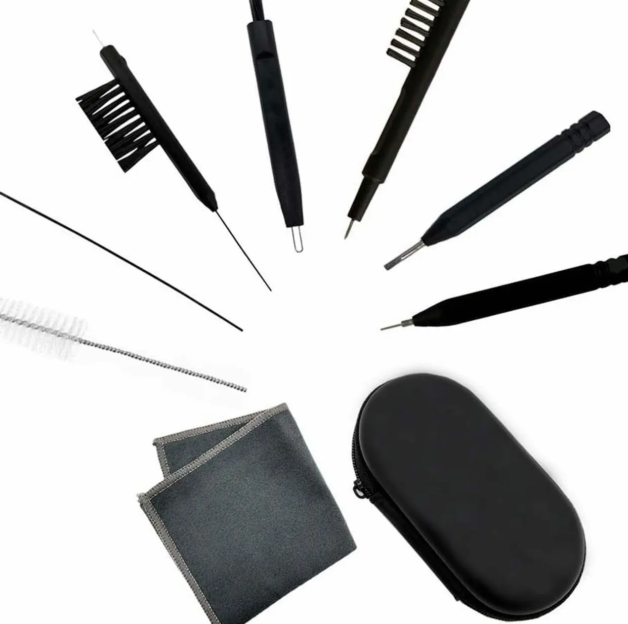 8 Pieces Hearing aid Amplifier Cleaning Tools, Earbuds/Headphones Cleaner Brush Kits with case