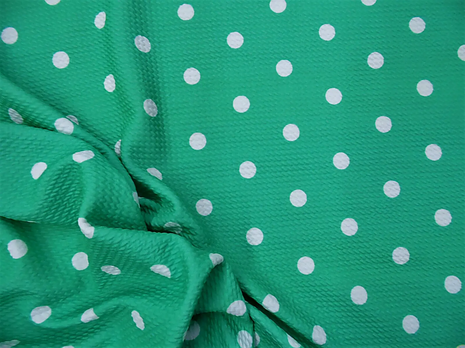 Bullet Printed Liverpool Textured Fabric Stretch Mint Small White Polka Dot S44