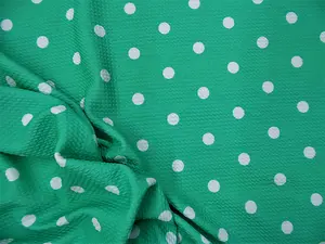 Bullet Printed Liverpool Textured Fabric Stretch Mint Small White Polka Dot S44