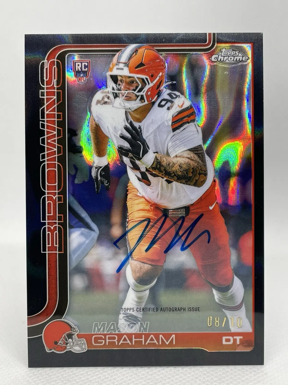 2025 Topps Chrome Mason Graham Rookie Auto RC Black # /10 Lava Refractor Browns