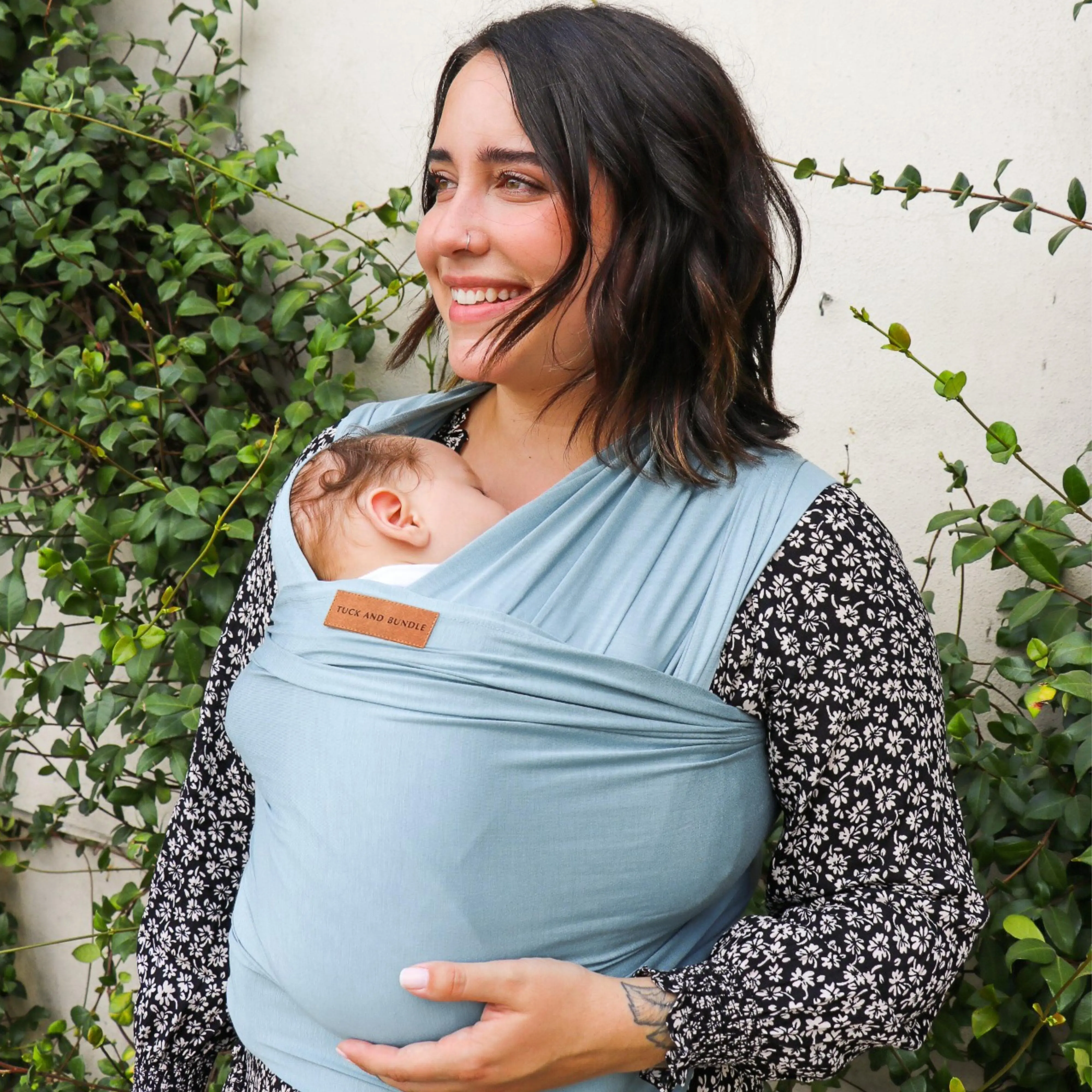 Tuck and Bundle Citadel Blue Baby Carrier - Lightweight 100% TENCEL Modal, One Size Fits All, Gift Boxed, Certified Hip Healthy