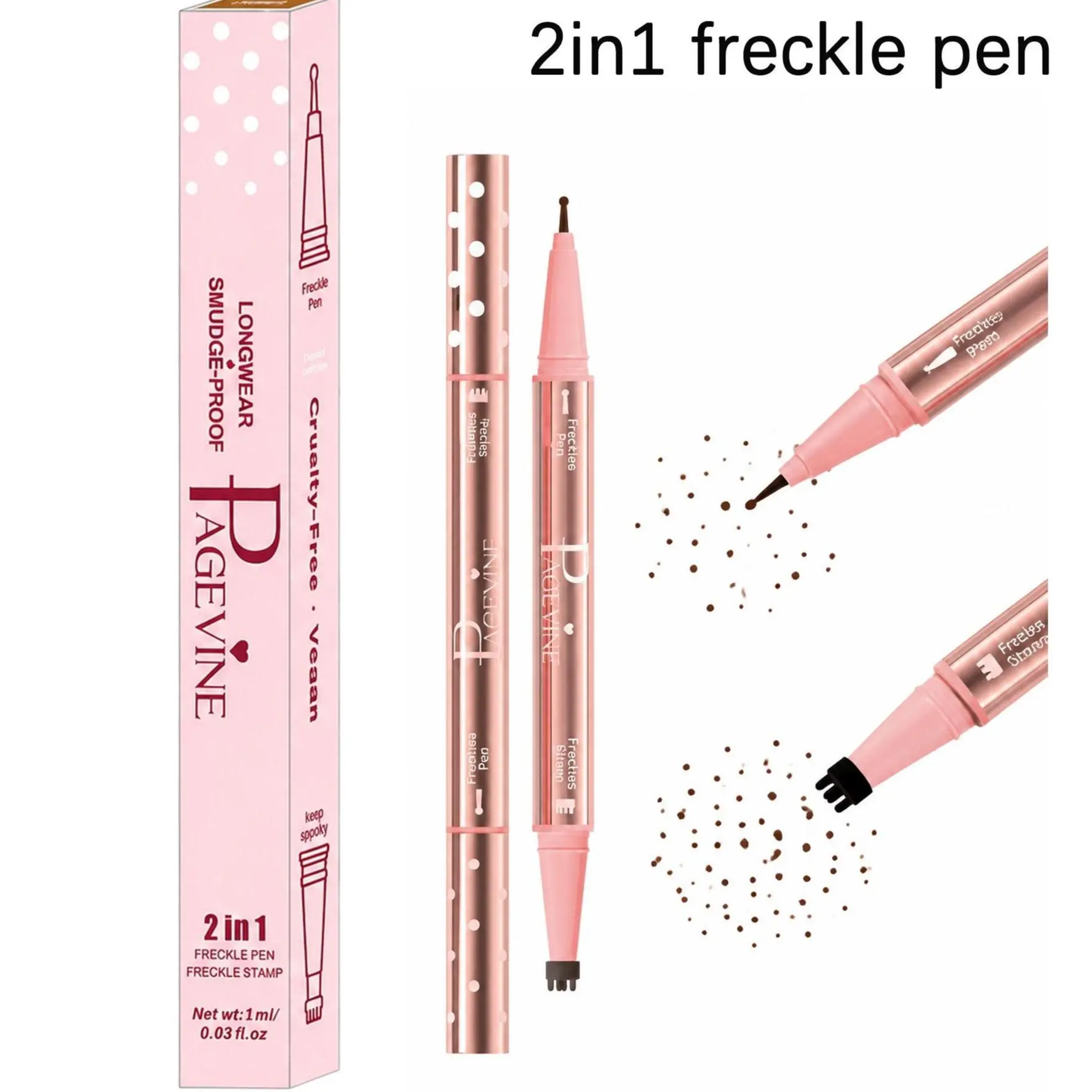 2-in-1 Faux Freckle & Mole Stamp, Long-Lasting Waterproof Tool for a Flawless Youthful Look, Fine Tip DIY Beauty Applicator, Medium Shade #02