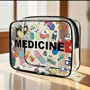 High-Quality PVC Zipper Makeup Bag for Women and Girls, Large Capacity Travel Storage Bag, Portable Cosmetic Wash Bag, Travel Cosmetic Bags, Cartoon Pattern