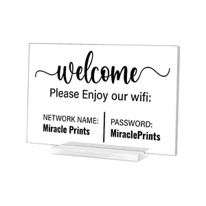 Miracle Prints Custom Wifi Acrylic Sign - 7” x 4.5” Tabletop Acrylic with Custom UV Print, Wifi Name & Password Customization