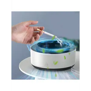 1pc Smart Self Extinguishing Ashtray With Negative Ion Air Purifier, Multifunctional Round Plastic Ashtray For Home, Office, And Outdoor Use - Requires 2 AA Batteries (Not Included)