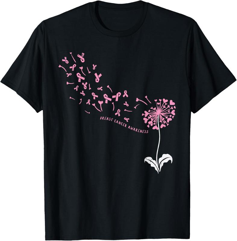 Dandelion Breast Cancer Awareness Pink Ribbon Support Gift T-Shirt Gift