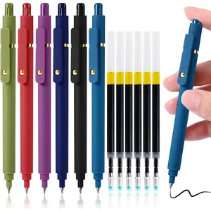 Gel Pens, 6 Pack 0.5mm Fine Point Pen Black Ink with 6 Refills, Quick Dry & No Smear, Smooth Writing Pens for Journaling, School, Aesthetic Office Supplies, Nurse Pens