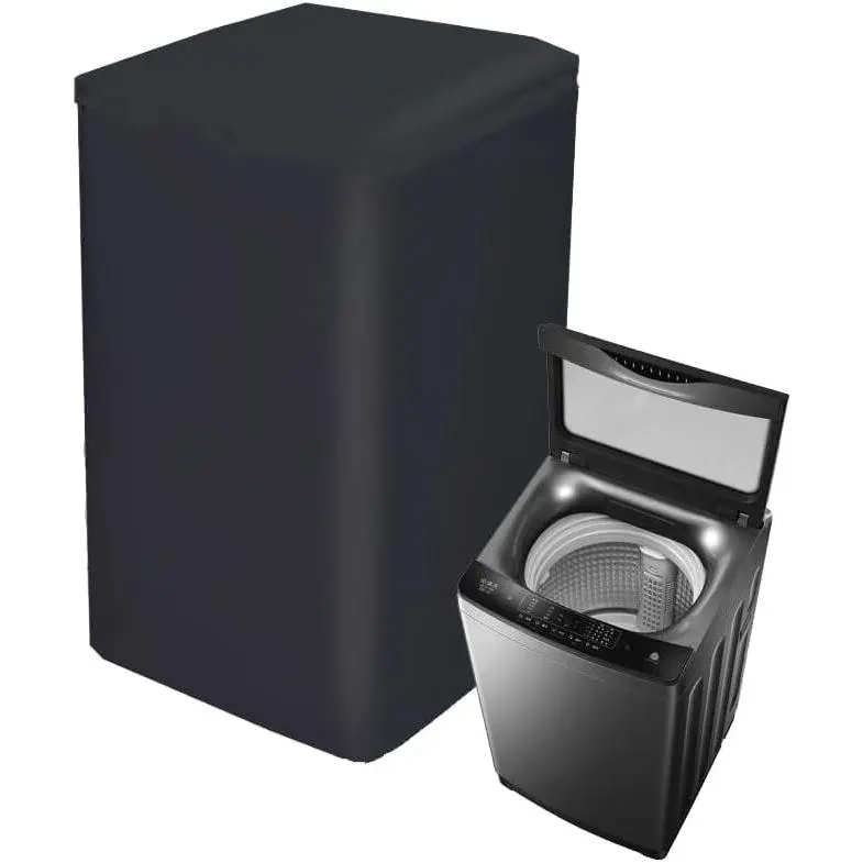 Washing Machine Cover - Universal Fit Medium Size Black Top Load Washer Protector (21x21.5x34.5in), Smooth, Lightweight, Dustproof, Waterproof, Durable, Easy to Clean, Flexible, Easy Installation and Removal