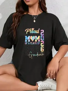 100% Cotton Proud Mom of a Class of 2026 Graduate Tie Dye Senior Mom 26 T-Shirt Casual Short Sleeve Shirt Sweatshirt, Hoodie, Comfort Colors