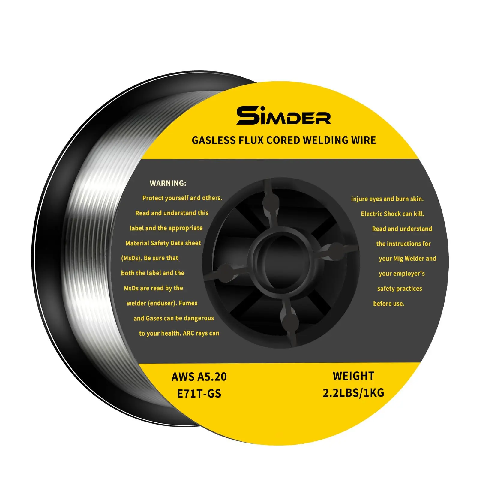 S SIMDER 0.8mm Flux Core MIG Welding Wire, E71T-GS 2.2 lbs, Gasless Self-Shielded MIG Wire, Easy-Feed Welding Wire for Mild Steel, DIY, Repair & Fabrication, Compatible with SSIMDER MIG-140S, MIG-140PRO, MIG-250 & SD-4050PRO Welders