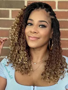 12 Inch Short Goddess Box Braids Crochet Wigs for Women, Boho Crochet Box Braids with Curly Ends, Box Braids Crochet Wigs, Synthetic Braided Wig