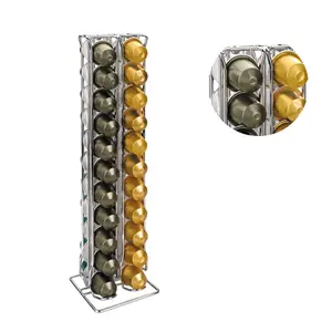 Sleek 40 Capsule Nespresso Pod Holder Vertical Coffee Capsule Organizer Stand - Durable Compact Design for Home Office or Coffee Station