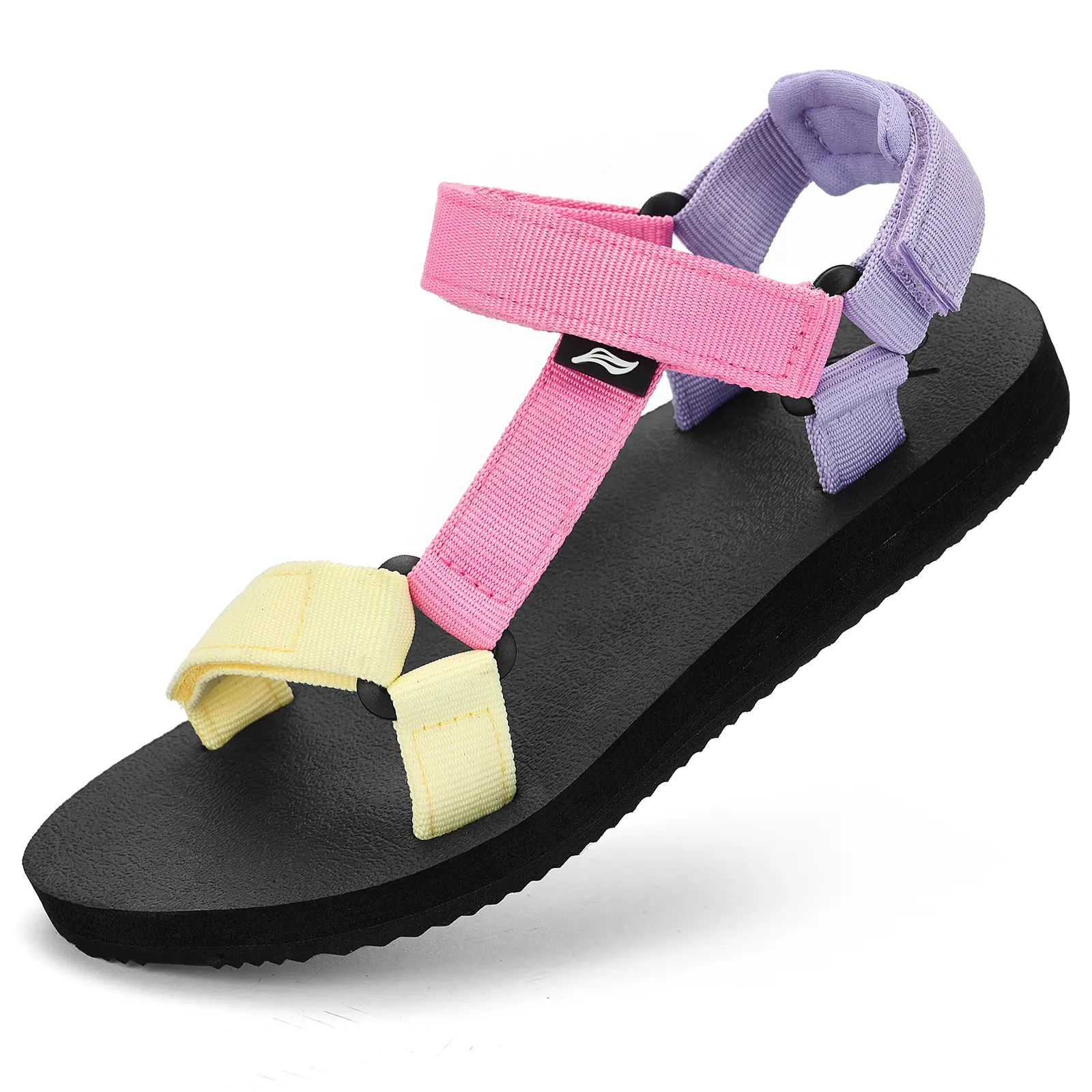 LAMINCOA Kid Sandals for Boys & Girls - Quick-Dry Soft Sandals with Arch Support, Adjustable Hook-and-Loop Straps, Textured EVA Footbed Grips, Flat Sole, Anti-Slip Rubber Outsole, Athletic Polyester Water Shoes